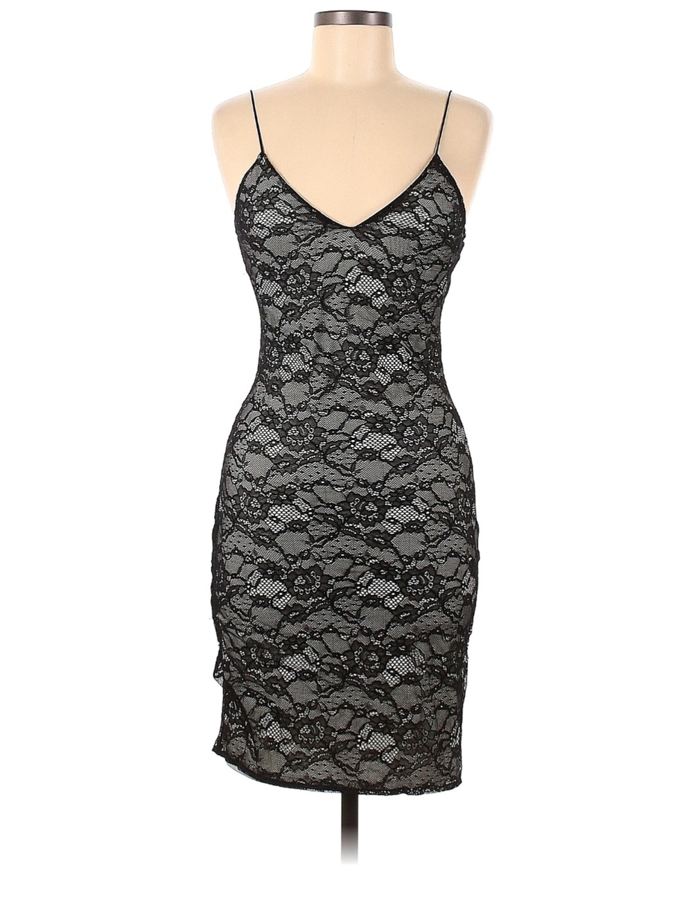 Alice + Olivia Black Lace Midi Slip Dress
